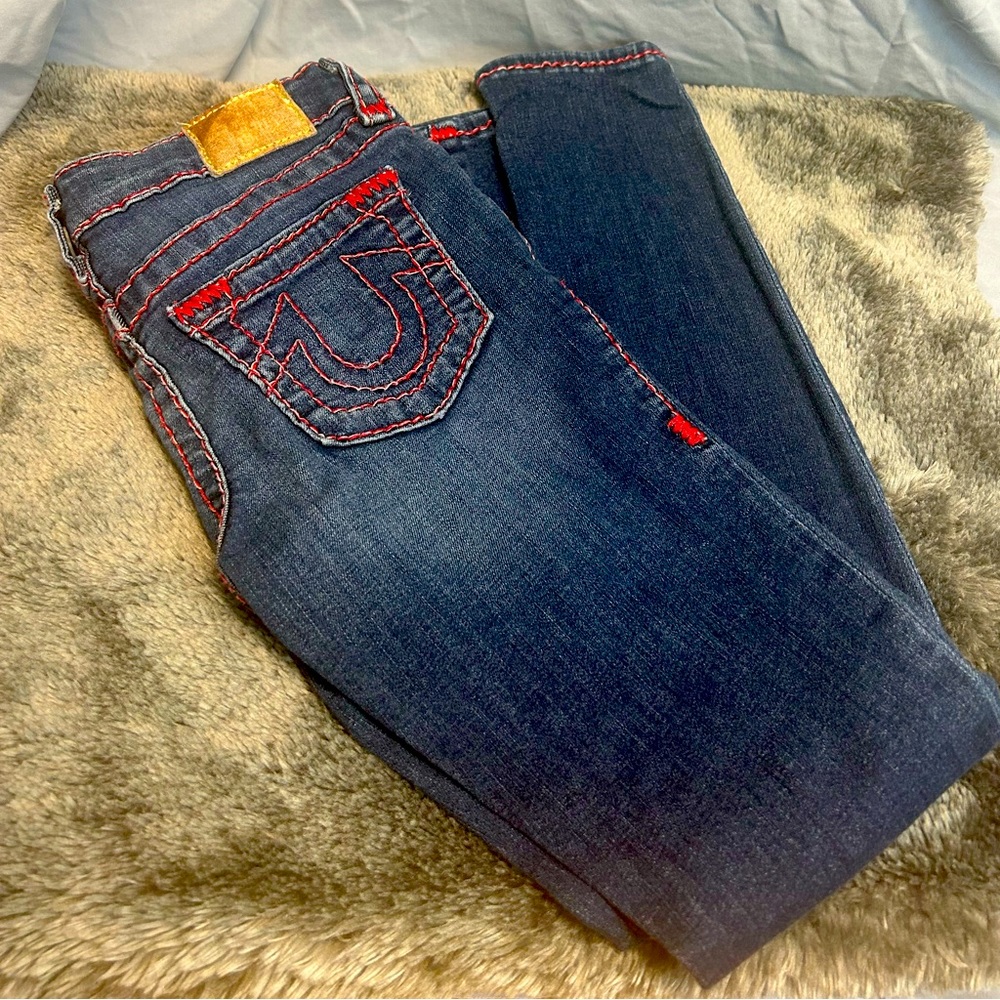 True Religion HALLE Skinny Jeans, Girls size 8, Distressed, USED